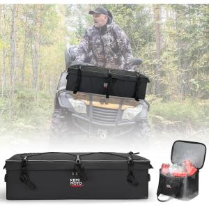 imageKEMIMOTO ATV Gear Bag for Front Rear Rack ATV Storage Bags WaterResistant Adjustable Divider Board Additional Cooler Rack Bag Compatible With Polaris Sportsman Fourtrax Kawasaki Arctic CatBlack