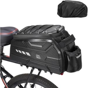 imageKEMIMOTO Bike Bag 11L EVA Hard Shell Upgraded Ebike Rear Rack Bag with Waterproof Cover Bicycle Trunk with Shoulder Strap for Commuter Travel OutdoorBasic Version  No Pp Board