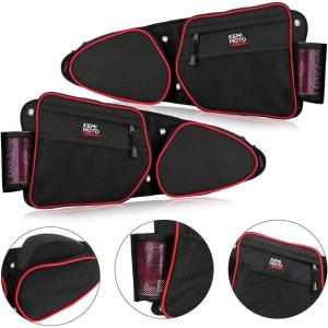imageKEMIMOTO Door Bags Compatible with RZR 2023 Upgraded Zipper Storage Bags With Cup Holder and Removable Knee Pad Compatible with 20142023 Polaris RZR XP 10004 Turbo Turbo S 900XC S900 S1000Red