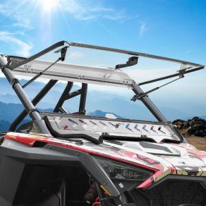 imageKEMIMOTO Flip Windshield with Slide Window Compatible with 20202024 RZR PRO XP4  Upgraded 3in1 Vented Front Windshield with Enhanced Clamp to Prevent Lifting NOT Fits Roof