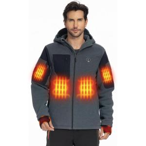 imageKEMIMOTO Hand Warmth Heated Jacket with 12V 20000mAh Battery Pack Heating Electric Hoodie with 8 Heating ZonesGrey Colorblock