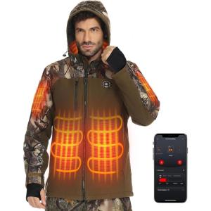 imageKEMIMOTO Heated Hunting Jacket for 615 Heating Time Intelligent APP Temperature Control Waterresistant Camo Heated Coat