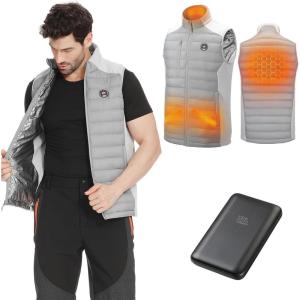 imageKEMIMOTO Heated Vest for Men Women10000mAh Battery Pack Charging Hand ampamp Neck Warmersfor Hunting Golf CyclingGade Grey