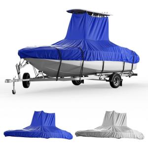 imageKEMIMOTO Heavy Duty 600D Oxford TTop Boat Cover with PU Coating Waterproof ampamp TearResistant for Center Console Boats Fits 2628 ft Length Beam Width up to 116quotBlue