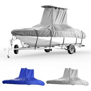 imageKEMIMOTO Heavy Duty 600D Oxford TTop Boat Cover with PU Coating Waterproof ampamp TearResistant for Center Console Boats Fits 2628 ft Length Beam Width up to 116quotGray