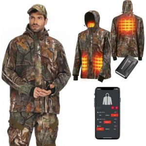 imageKEMIMOTO Hunting Heated Jacket with 20000mAh 615H Rechargeable Battery Pack Max Heating Temperature 149 Camo Heated Jacket