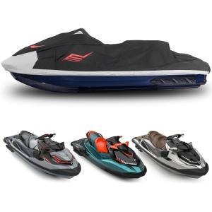 imageKEMIMOTO Jet Ski Cover  Compatible with Yamaha Seadoo Motorboat Cover 2 3 Seater Waterproof UV Resistant 600D Heavy Duty Marine Grade Cover with Air Vents