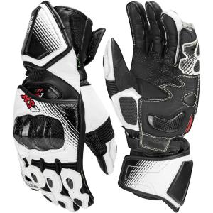 imageKEMIMOTO Leather Motorcycle Gloves for Men and Women Riding Racing Gloves with ESA Cushioning Kevlar Carbon Fiber Knuckle Protection for Dirt Bike Motorbike Outdoor SportsWhite