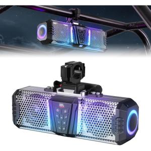 imageKEMIMOTO Midnight S40B 16inch UTV Sound Bar Builtin Battery Quick Release Waterproof IP66 Multicolor Lights MetalBuilt Soundbar for UTV ATV Golf Cart Boat Fits 1quot2quot Roll Bar