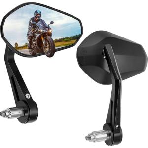 imageKEMIMOTO Motorcycle Bar End Mirrors Universal Fit for 78 Handlebars Billet Aluminum Handlebar Mirrors for 1316mm or 1719mm Handlebar Inner Diameter with M6 M8 Bolt Compatible with Most Scooters