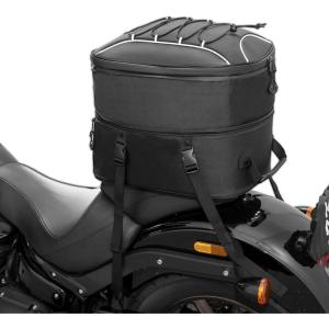 imageKEMIMOTO Motorcycle Tail Bag Dual Use Motorcycle Rear Seat Bag with Waterproof Rain Cover 22L34L Expandable Motorbike Helmet Bag Luggage Storage Backpack with 6 straps25L45L