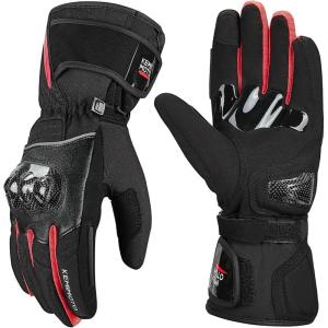 imageKEMIMOTO Motorcycle Winter Gloves for MenWarm Touchscreen Tactical Riding Gloves Carbon Fiber Protection Rainproof Windproof ATV UTV SnowmobileRed