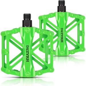imageKEMIMOTO Mountain Bike Pedals MTB Bicycle Flat Pedals 916 CNC Aluminum Durable Sealed Bearings for Most Bikes BMX MTB Enduro Downhill Trail Two Pack BlackGreen