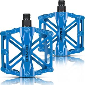 imageKEMIMOTO Mountain Bike Pedals MTB Bicycle Flat Pedals 916 CNC Aluminum Durable Sealed Bearings for Most Bikes BMX MTB Enduro Downhill Trail Two Pack BlackBlue