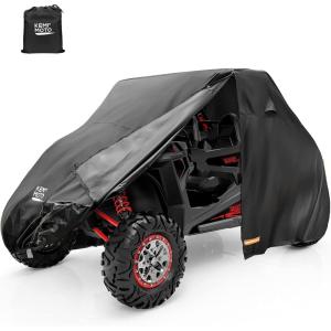 imageKEMIMOTO Side Zipper UTV Cover 2 Seater Compatible with RZR Polaris CFMOTO UForce CanAm Mule Tie Down Straps Reflective Strips Air Vents UTV Covers 420D Waterproof Outdoor Heavy Duty