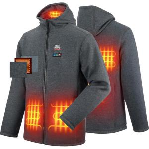 imageKEMIMOTO Soft Fleece Heated Hoodie for Men and Women Unisex Heated Sweatshirt with 12V 1500020000mAh Battery