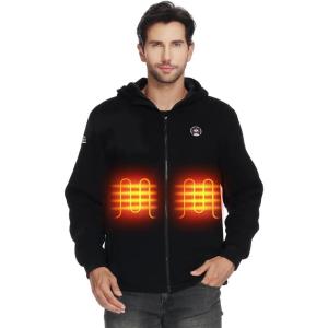 imageKEMIMOTO Soft Fleece Heated Hoodie for Men and Women Unisex Heated Sweatshirt with 12V 20000mAh BatteryBlack