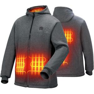 imageKEMIMOTO Soft Fleece Heated Hoodie for Men and Women Unisex Heated Sweatshirt with 12V 20000mAh BatteryCarbon Gray