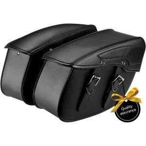 imageKEMIMOTO Synthetic Leather Motorcycle Saddlebag for Street Glide Electra Glide Touring Model Universal 34L Black