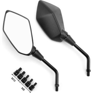 imageKEMIMOTO Universal Motorcycle Mirrors Convex Handlebar Rear View Side Mirror with M8 M10 Bolt Compatible with Bike Scooter ATV UTV Dirt Bike and MoreDiamond