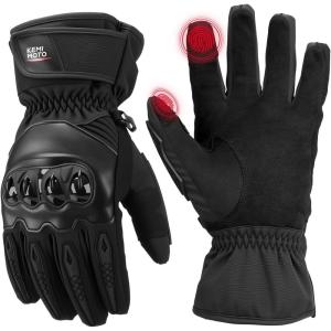 imageKEMIMOTO Winter Warm Motorcycle Gloves Rainproof Waterproof Riding Gloves with Touchscreen for Motorcycle Riding ATV UTV SnowmobileBlack