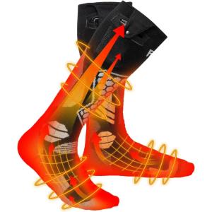 imageKEMIMOTO WoolBlended Heated Socks for Men APP Control Ski Socks Men with Toes Heat Zone Machine Washable Toe Warmer with 5000mAh Battery for Winter Skiing MotorcycleSmall
