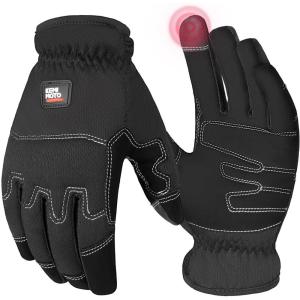 imageKEMIMOTO Work Gloves for MenWomen Touchscreen Mechanic Gloves with Foam Padding Protection Breathable ampamp Lightweight for Mechanic Gardening Construction Yard WorkBlack