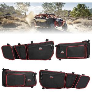 imageKEMIMOTO X3 Door Bags Front and Rear Door Bags Compatible with 20172024 Can Am Maverick X3 Max X DS RS MR Turbo RR Pack of 4Red