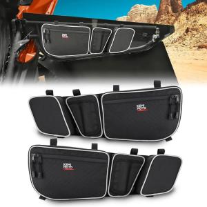 imageKEMIMOTO X3 Front Door Bags Red Compatible with CanAm Maverick X3 MAX 20172025 Upper Door Storage Bags with Removable Knee Pad and Cup HolderBlack