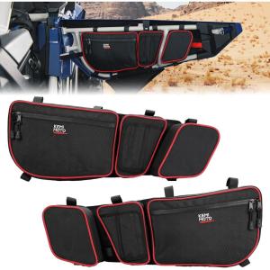 imageKEMIMOTO X3 Front Door Bags Red Compatible with CanAm Maverick X3 MAX 20172025 Upper Door Storage Bags with Removable Knee Pad and Cup HolderRed