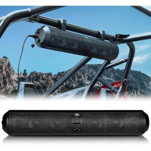 imageKemimoto UTV Sound Bar 28Inch 2X Tweeter and 4X Subwoofer BluetoothCompatible Wireless Control Soundbar Compatible with Polaris RZR CanAm X3 Defender CFMOTO for 156quot 225quot Roll Cage RMS 80W