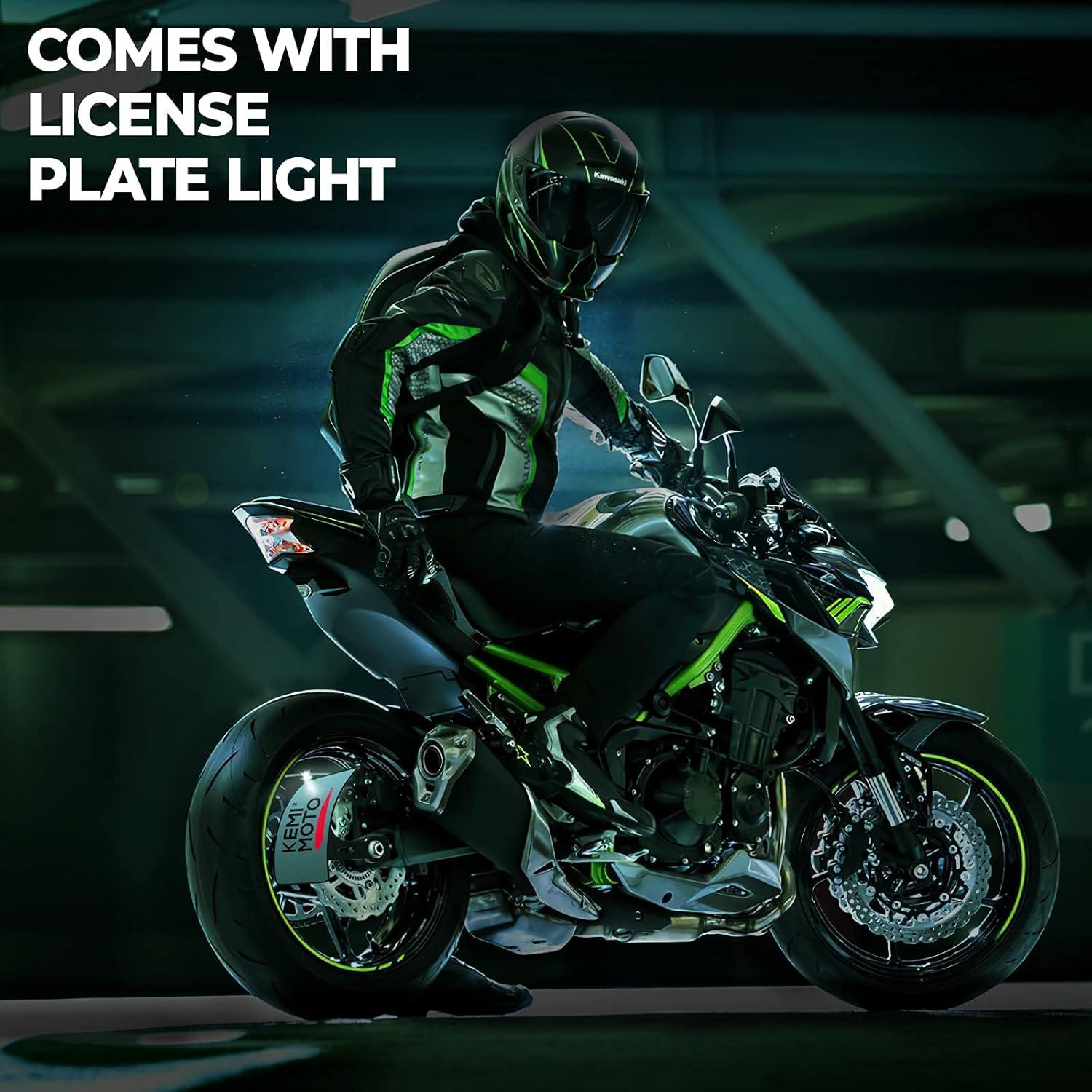 imageKEMIMOTO Curved Motorcycle License Plate Holder Side Motorcycle License Plate Mount Tag Bracket Black for Cruise Sportbike Street Bike