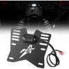 imageKEMIMOTO No Drill ATV UTV License Plate Holder with Light Clamp Mount Aluminum Upgrade Lighted License Plate Bracket Compatible with Talon Sportsman Can am X3 defender Polaris Ranger RZR Golf Carts