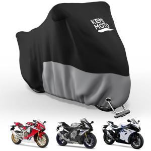 imageKEMIMOTO 420D Motorcycle Cover with LockHole Compatible with Ninja 500 400 R1 R3 R6 GSXR Z400 ZX6R S1000R YZFR1 Outdoor Indoor All Season Waterproof Protection Snow Dust Sun Rain Sport Bike Cover
