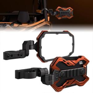 imageKEMIMOTO Billet Aluminum UTV Side Mirrors with Integrated Adjustable Light Mount Fits 1652 inch Roll Cage Compatible with Polaris RZR Can Am Maverick X3 Pioneer Talon Teryx SXS Mirrororange
