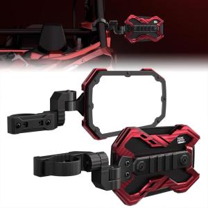 imageKEMIMOTO Billet Aluminum UTV Side Mirrors with Integrated Adjustable Light Mount Fits 1652 inch Roll Cage Compatible with Polaris RZR Can Am Maverick X3 Pioneer Talon Teryx SXS Mirrorred