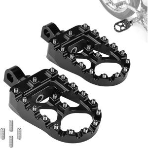 imageKEMIMOTO CNC Motorcycle Wide Fat Foot Pegs for Dyna Sportster FLFB FLSTF Iron 883 Softail Street Glide 360 Rotating Motorcycle Footpegs Black