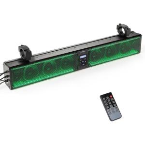 imageKEMIMOTO HeavyDuty Metal Soundbar 32inch 8Speaker Bluetooth Waterproof IP65 Beat Sync RGB Light UTV Soundbar Remote Control SXS Sound Bar for ATV Golf Cart 1252 inch Roll Bar