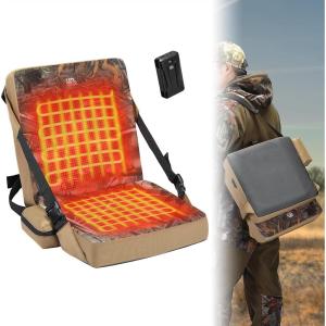 imageKEMIMOTO Hunting Seat Cushion Heated with 20000mAh Battery Tree Stand SelfSupporting Silent Hunting Chair Low Down Warm Portable Folding Seat Pads for Hunting Camping Outdoor Sports