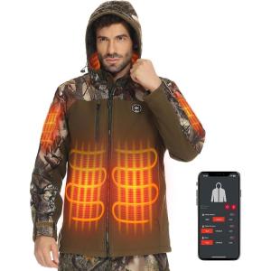 imageKEMIMOTO Mens Heated Jackets with 12V 20000mAh Battery Pack Silent Fabric Hooded Jackets for Men Hunting Outdoor Working
