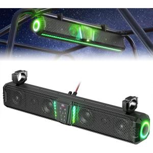 imageKEMIMOTO Midnight 80 32inch UTV Sound Bar Waterproof IP66 Music Sync Multicolor Light Wireless Soundbar for UTV Golf Cart Marine Boat w12 Roll Bar Black