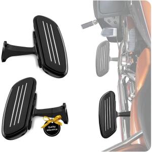 imageKEMIMOTO Passenger Floorboards with Mount Bracket Kits Compatible with 19932024 2025 Touring Road Glide Street Glide Road King Passenger Foot Pegs BlackBlack
