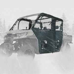 imageKEMIMOTO Soft Cab Enclosure Doors with Open Slot for Side Mirrors Compatible with Can Am Defender Max HD 78910 DSP XT XMR 20172025 YKK Zipper Waterresistant Full Windshield Panel Accessories