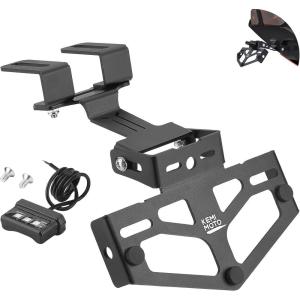 imageKEMIMOTO Universal Motorcycle License Plate Bracket with LED Light Aluminum Fender Eliminator Kit Tail Tidy License Plate Holder Mount