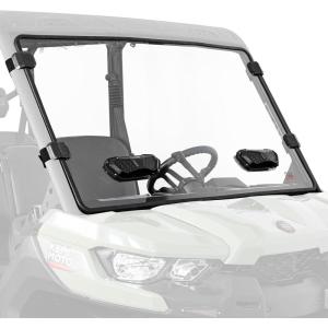 imageKEMIMOTO Vented Front Windshield Compatible With 20162025 CanAm Defender HD5HD8HD10MAX ScratchResistant Hard Coated Clear Polycarbonate with Adjustable Black Vent PanelPreinstalled Bulb Seal