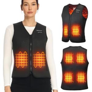 imageKEMIMOTO Womens Heated Vest Electric Warming VestV Neck with Inner Pocket Lightsout DesignBattery Not IncludedBlack