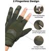 imageKEMIMOTO Tactical Gloves 2 Fingerless Design Work Gloves for Outdoor Activities for Riding Hunting Motorcycle DrivingGreen