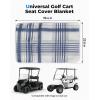 imageKEMIMOTO Universal Golf Cart Seat Towel Blanket Covers for All Weather Compatible with EZGO Club Car and More 2Seat Golf CartsDeep Blue