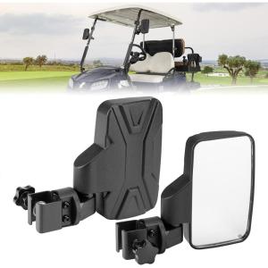 imageKEMIMOTO Golf Cart Side Mirrors No Drilling Golf Cart Rear View Mirror 180 Degree Rotation Universal Fits 075125 inch Square Tube Compatible with EZGO Club Car Drive2