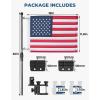imageKEMIMOTO Boat American Flag Pole Kit 360 Adjustable 12x18 Pontoon Boat Flag for 08135 RoundSquare Rails 25ft Pole for Boat amp Golf Cart Pontoon Boat Accessories Flag IncludedSilver2